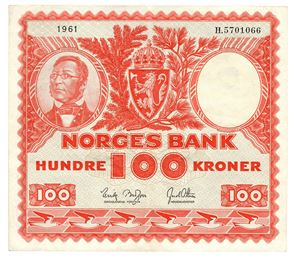 100 kroner 1960. H5701066.