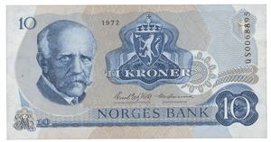 10 kroner 1972. QS0068895. Erstatningsseddel/replacement note