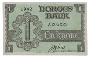 1 krone 1942. A205223
