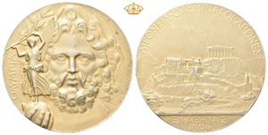 1906. Athen. Gullmedalje (Forgylt/gilt). 1. premie. Chaplain. 50 mm