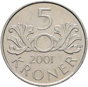 5 krone 2001 uten hull