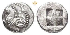 MYSIA, Lampsakos (?). 525-500 BC. AR diobol (1,25 g)