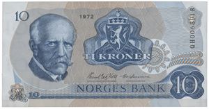 10 kroner 1972. QH0068918. Erstatningsseddel.