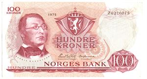 100 kroner 1975. Z0276075. Rift/tear