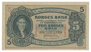 Norway. 5 kroner 1940. S2872504