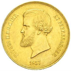 Pedro II, 20 000 reis 1857. Svake riper/slight scratches.