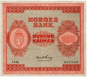 100 kroner 1948. B