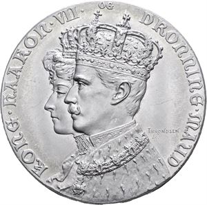 Kong Haakon VII og Dronning Maud. Kroningen 1906. Aluminium. 40 mm.