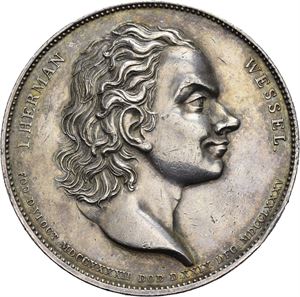 Johan Herman Wessel 1835. Krohn. Sølv. 43 mm. Små riper/minor scratches