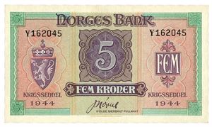 5 kroner 1944. Y162045