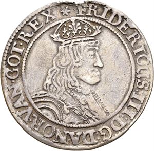 FREDERIK III 1648-1670 Speciedaler 1656. Har vært anhengt/has been mounted. S.14