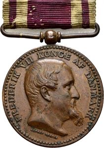 Frederik VII, For deltagelse i krigen 1848-1850. Dubois. Bronse. 31 mm med bånd