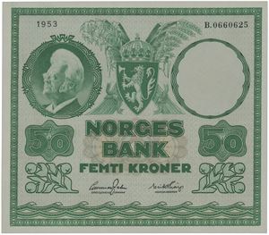 50 kroner 1953. B.0660625.