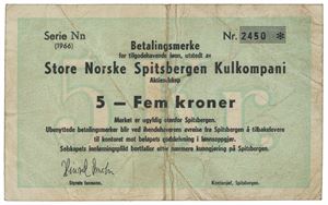 5 kroner 1966 Serie Nn. Nr. 2450.
