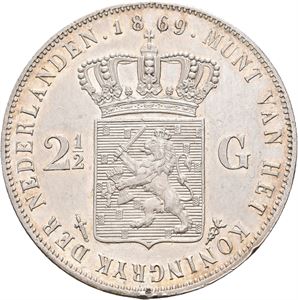 Willem III, 2 1/2 gulden 1869. Liten kantskade