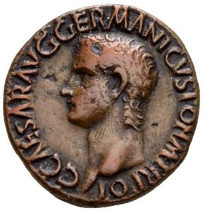 CALIGULA 37-41, Æ as, Roma 37-38 e.Kr. R: Vesta sittende mot venstre.