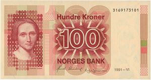 100 kroner 1991. 3169173101