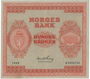 100 kroner 1949 B