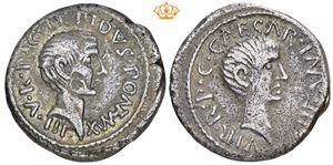AR Denarius, 43 BC