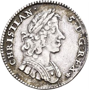 CHRISTIAN V 1670-1699, CHRISTIANIA 1/8 speciedaler 1671. Svakt monteringsspor/slight trace of mounting. S.48