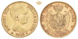 Alfonso XIII, 20 pesetas 1890. MP M