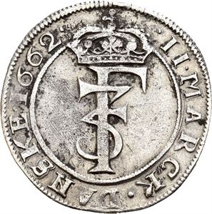FREDERIK III 1648-1670, CHRISTIANIA, 2 mark 1662. S.46