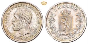 1 krone 1897. Har vært forgylt/has been gilt