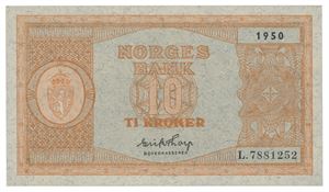 10 kroner 1950. L7881252