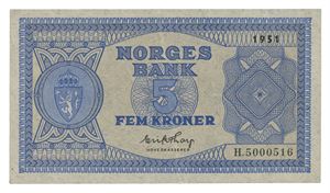 5 kroner 1951. H5000516
