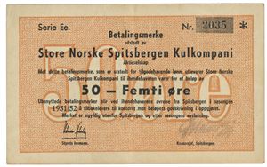 50 øre 1951/52. Serie Ee. Nr. 2035.