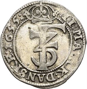 FREDERIK III 1648-1670. 2 mark 1655. S.35
