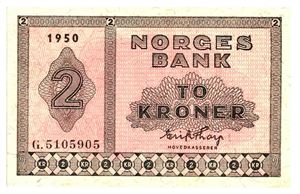 2 kroner 1950. G5105905