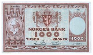 1000 kroner 1953. A0868441