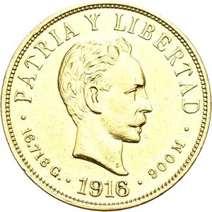 10 pesos 1916. Renset/cleaned