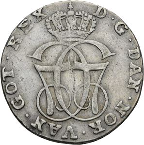 CHRISTIAN VII 1766-1808. KONGSBERG. 24 skilling 1773. S.2