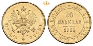 Nikolai II, 20 markkaa 1903. Små merker/minor marks