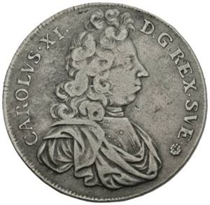 Karl XI, 4 mark 1694. Riper på revers/scratches on reverse