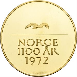 Norge 1100 år 1972. Aas. Gull 60 g. 900/1000. 45 mm