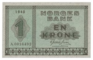 Norway. 1 krone 1940. A0016492