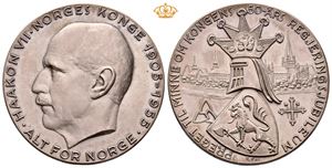 Norway. Haakon VII 50 års regjering. 1955. Rui. Sølv. 40 mm