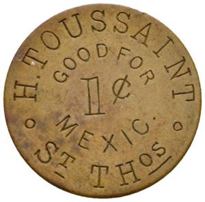 H. Toussaint, 1 cent kobber (Bakside uten preg)