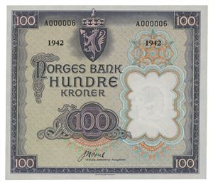 100 kroner 1942. A000006. R.