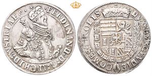 Ferdinand II 1564-1595, taler u.år/n.d., Hall. Har vært anhengt/has been mounted