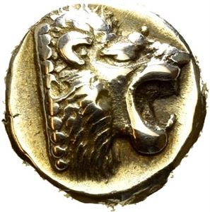 LESBOS, Mytilene. Circa 521-478 BC. EL hekte (2,56 g). Lion head right / Incuse calf head right, oblong incuse to left. Lustrous and attractive.