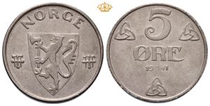 Norway. 5 øre 1941, jern