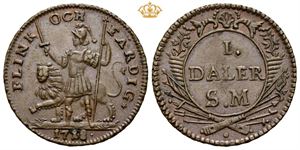 Karl XII, 1 daler silvermynt 1718. Flink och Färdig