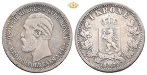 1 krone 1879. Lett pusset/brushed
