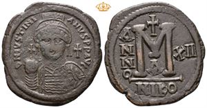 Justinian I (The Great). AD 527-565. Æ follis (22,97 g).