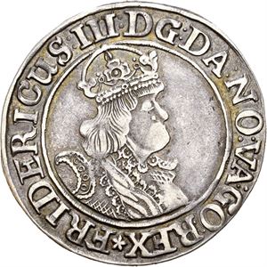 FREDERIK III 1648-1670, CHRISTIANIA, 1/4 speciedaler 1653. RRR. S.27