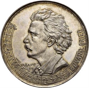 Edvard Grieg 1899. Souvenir medalje. Bruun. Sølv. 40 mm